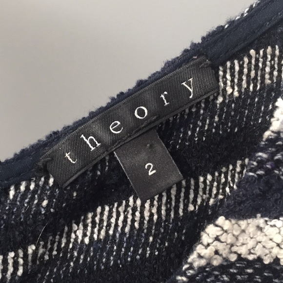 Size 2 Fit & Flare Navy Striped Theory Dress - Picture 3 of 6